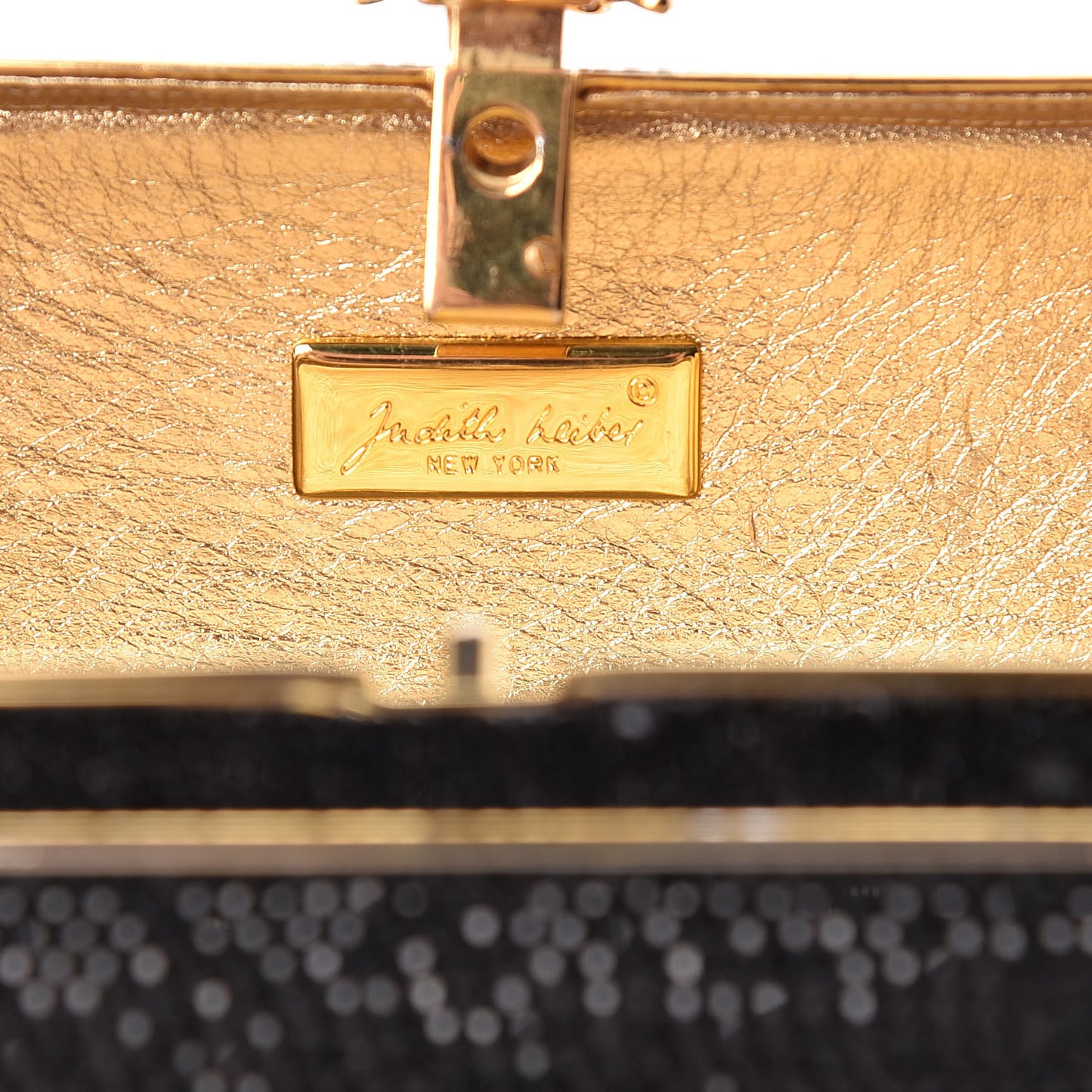 Swarovski Crystal Minaudiere Clutch Black Gold