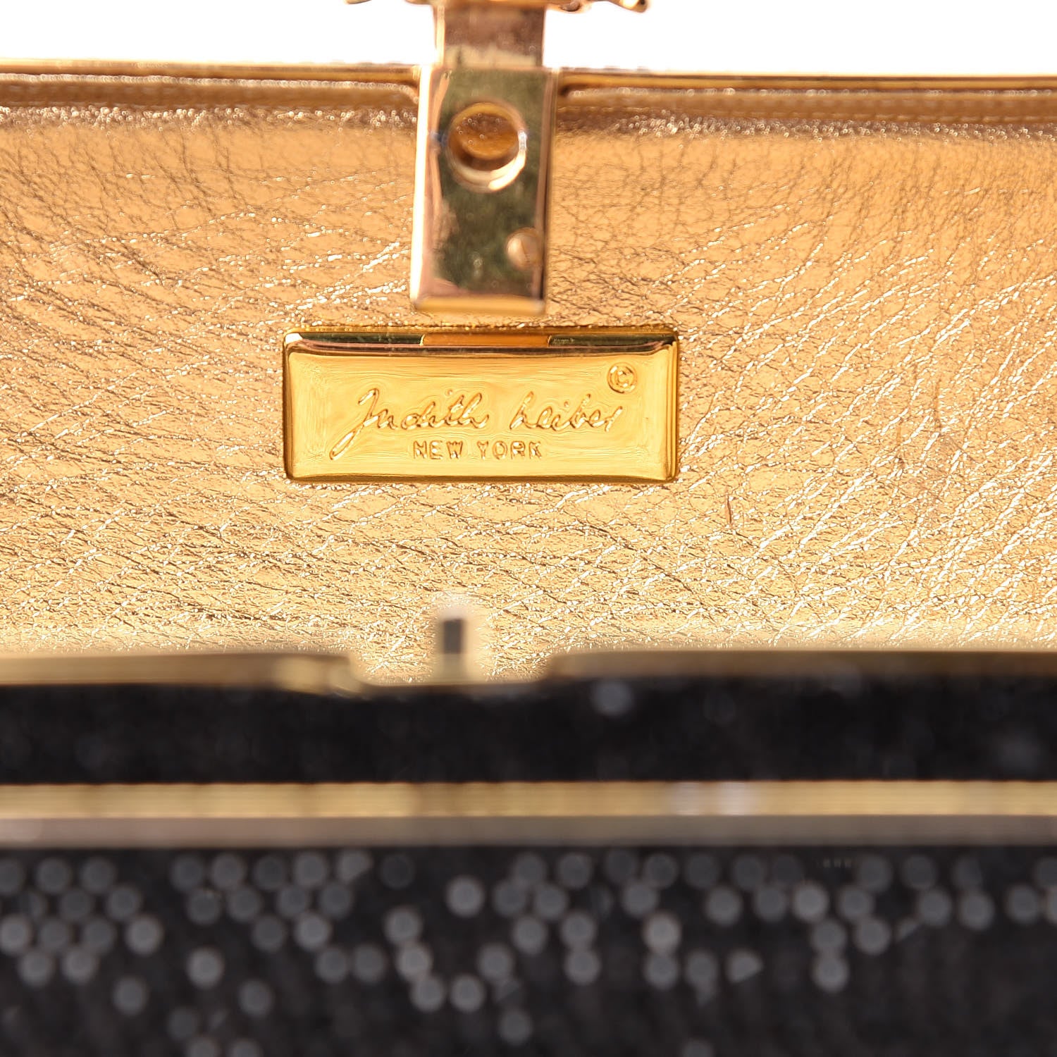 Judith Leiber Swarovski Crystal Minaudiere Clutch Black Gold 8 of 10