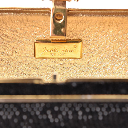 Judith Leiber Swarovski Crystal Minaudiere Clutch Black Gold 8 of 10