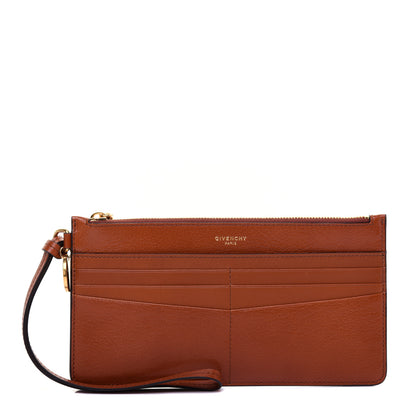 Givenchy Goatskin GV3 Wristlet Zip Card Holder Chestnut 1 of 9
