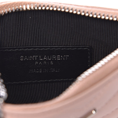 Saint Laurent Calfskin Matelasse Monogram Key Pouch Pale Pink 6 of 8