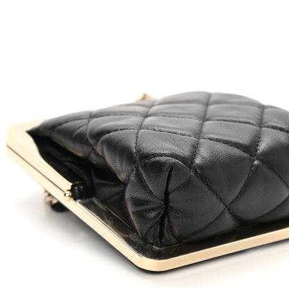Chanel Lambskin Plexi Quilted CC Evening Clutch With Chain Black 10 of 11