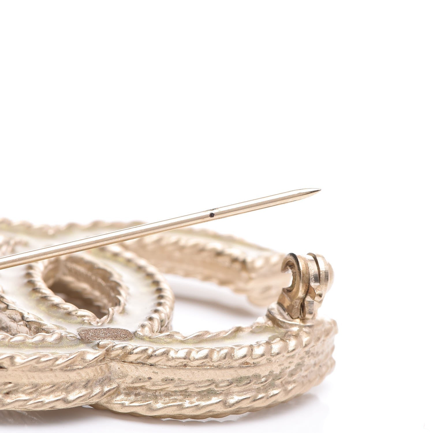 Chanel Crystal CC Brooch Light Gold 7 of 10
