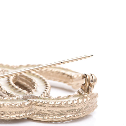 Chanel Crystal CC Brooch Light Gold 7 of 10