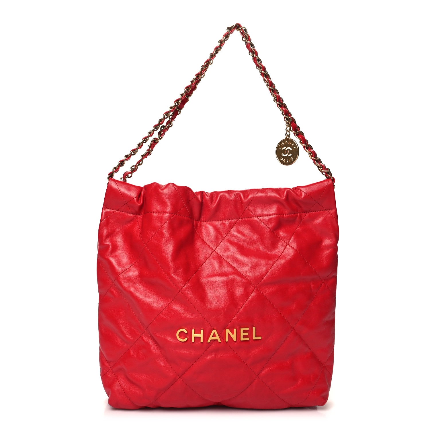 Chanel Shiny Calfskin Quilted Small 22 Red 1 of 12