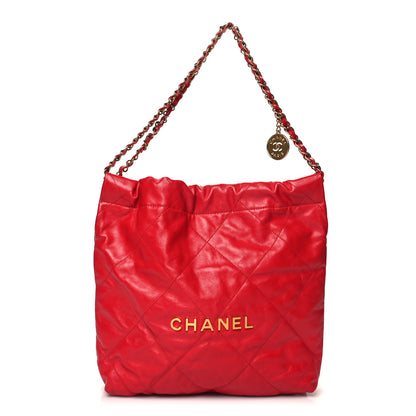 Chanel Shiny Calfskin Quilted Small 22 Red 1 of 12