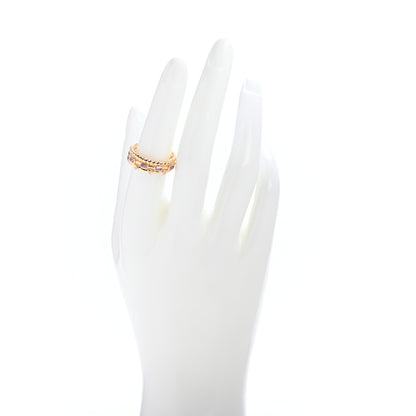 David Yurman 18K Yellow Gold Diamond Pink Sapphire Three Row Novella Ring 54 7 2 of 4