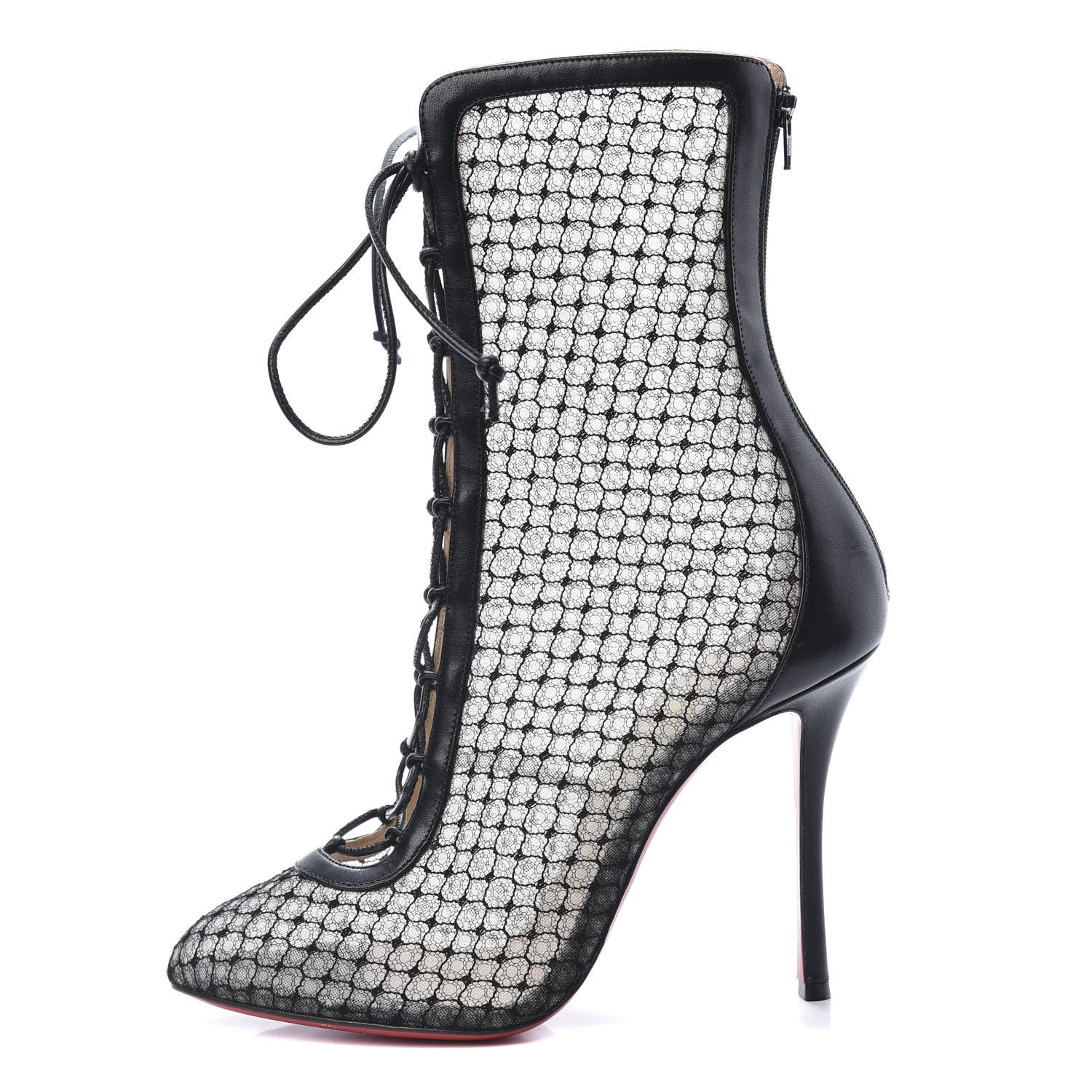 Christian Louboutin Nappa Fishnet Lace Hotero 100 Ankle Boots 38.5 Black 1 of 10