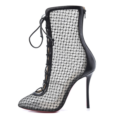 Christian Louboutin Nappa Fishnet Lace Hotero 100 Ankle Boots 38.5 Black 1 of 10