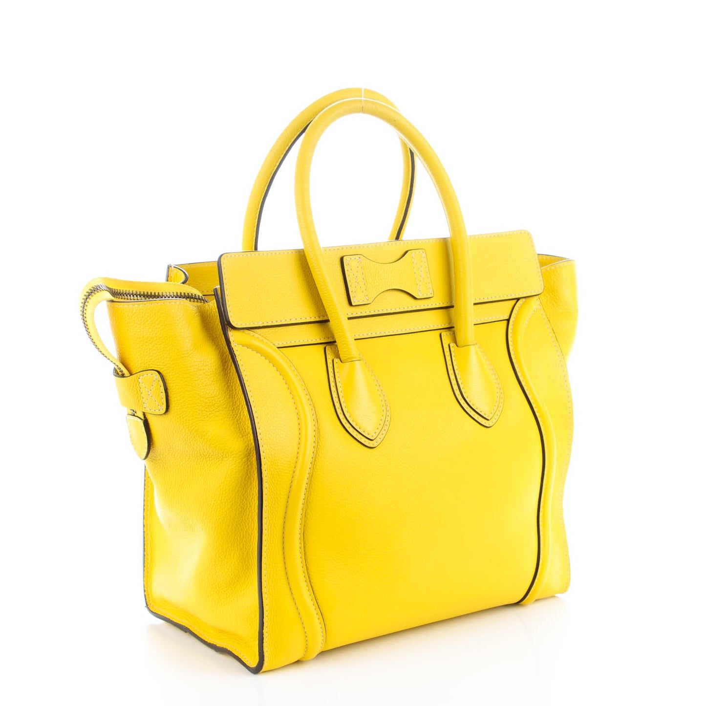 Drummed Calfskin Mini Luggage Citron