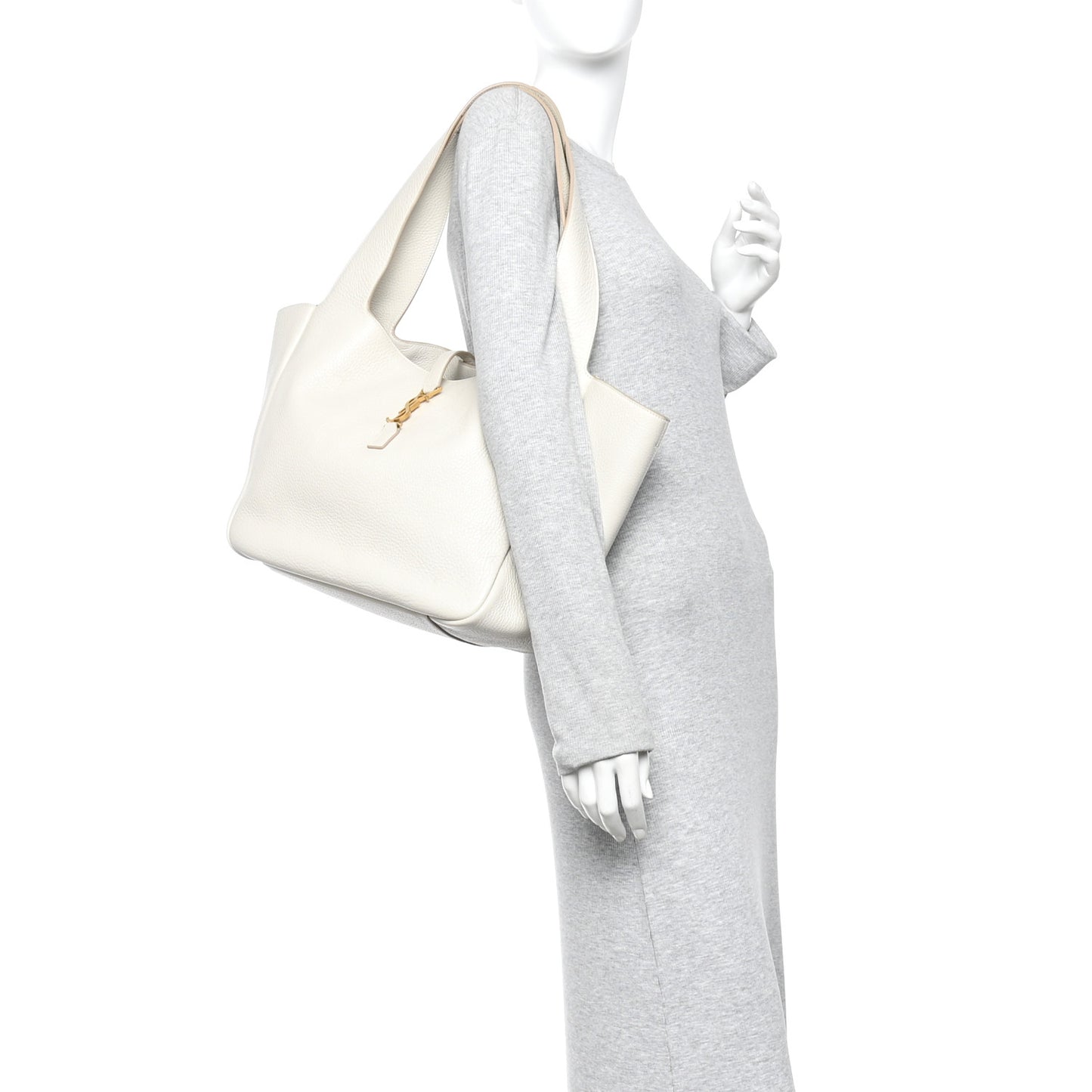 Grained Deerskin Bea Tote Blanc Vintage