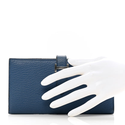Hermes Chevre Mysore Bearn Gusset Wallet Bleu Agate 2 of 9