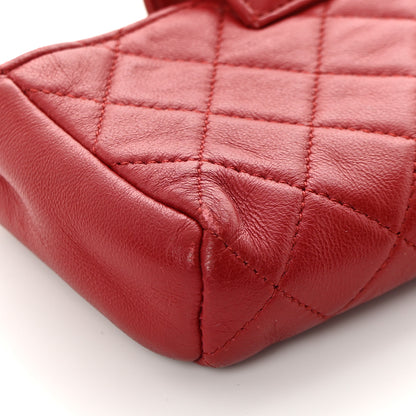 Chanel Lambskin Quilted Mini Phone Holder Clutch Red 10 of 13