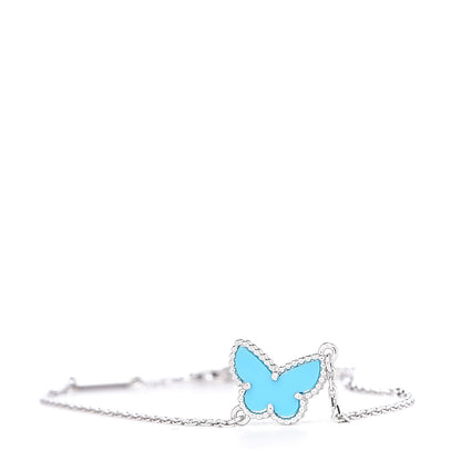 Van Cleef & Arpels 18K White Gold Turquoise Sweet Alhambra Butterfly Bracelet 1 of 6