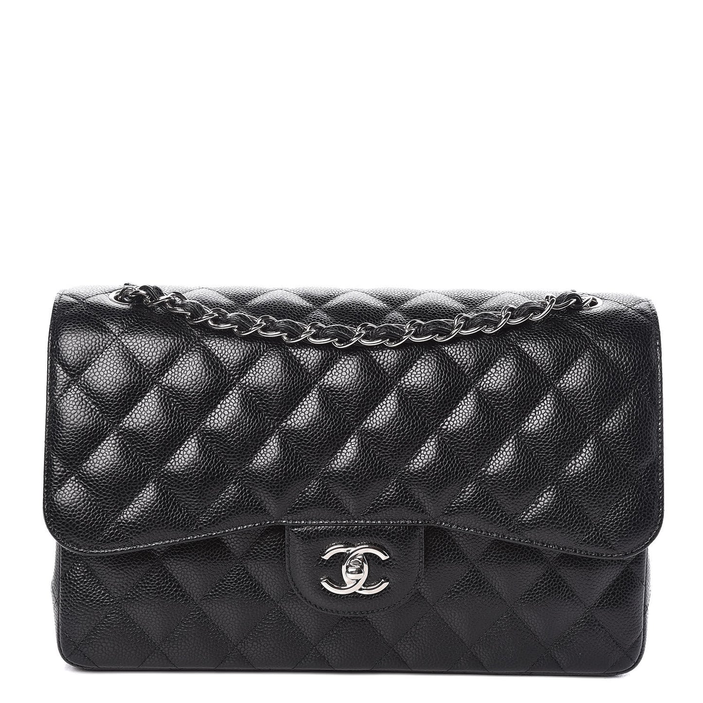 Caviar Quilted Jumbo Double Flap Black