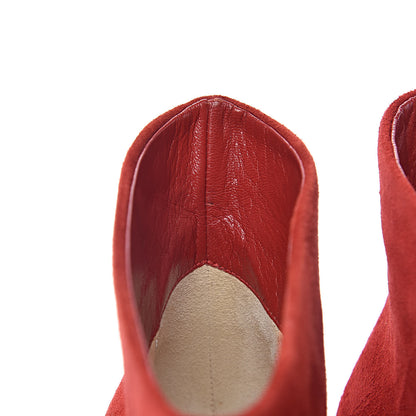 Christian Louboutin Veau Velours Ankle Boots 35.5 Carmin 9 of 12