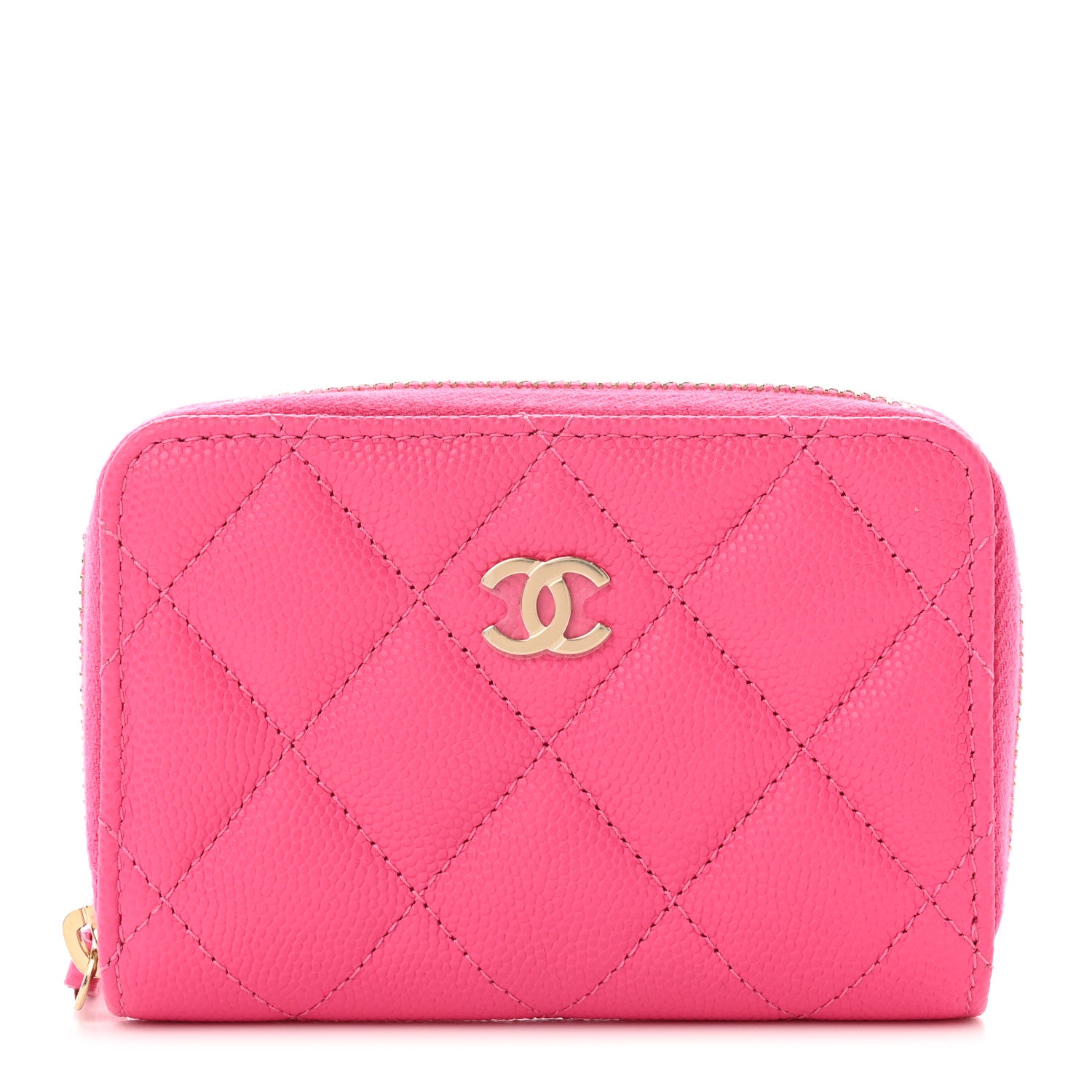 Chanel Caviar Quilted Zip Coin Purse Dark Pink 1 of 8