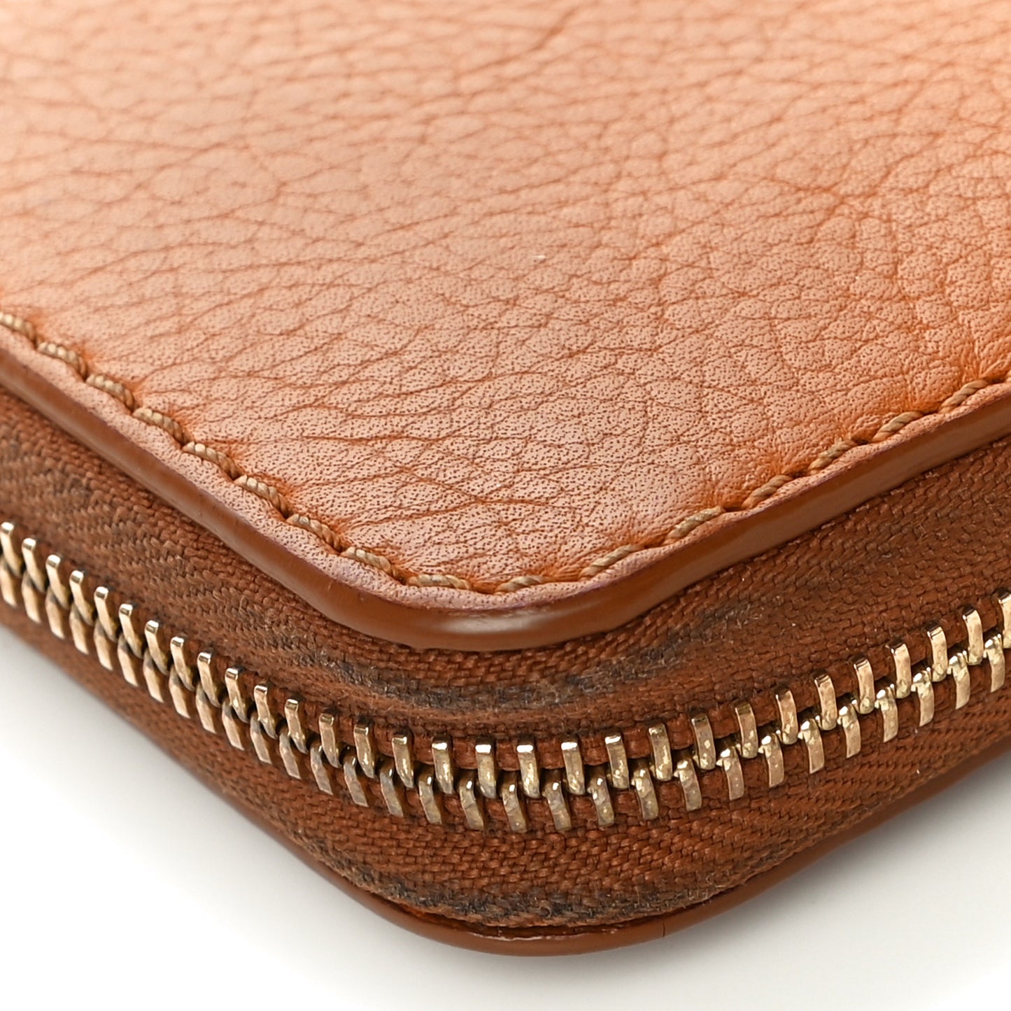 Grained Calfskin Marcie Long Zip Around Wallet Tan