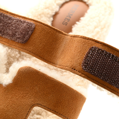 Hermes Suede Goatskin Woolskin Womens Chypre Sandals 38 Naturel Ecru 9 of 11