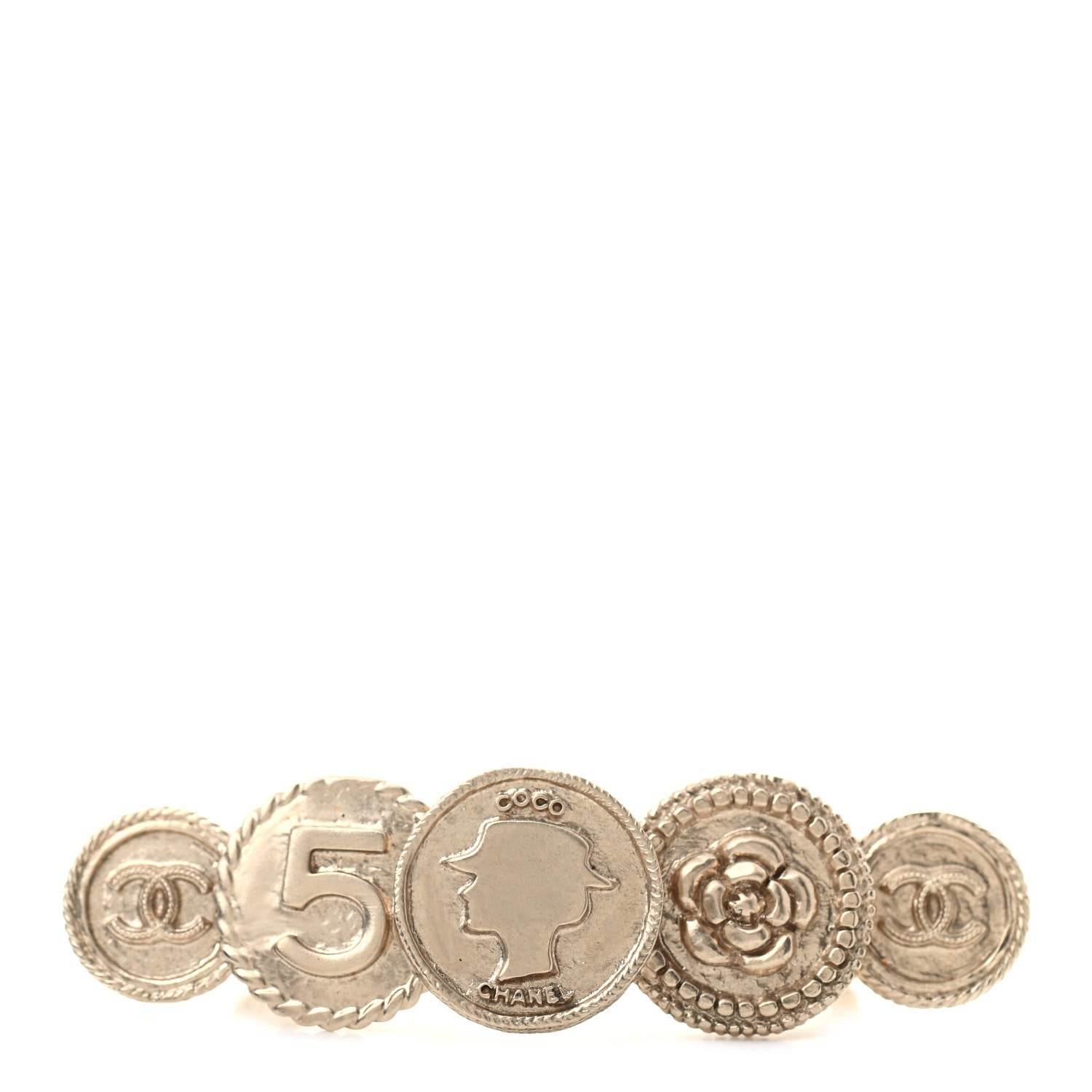 Chanel Medallion Coco Hair Clip Barrette Gold 1 of 5