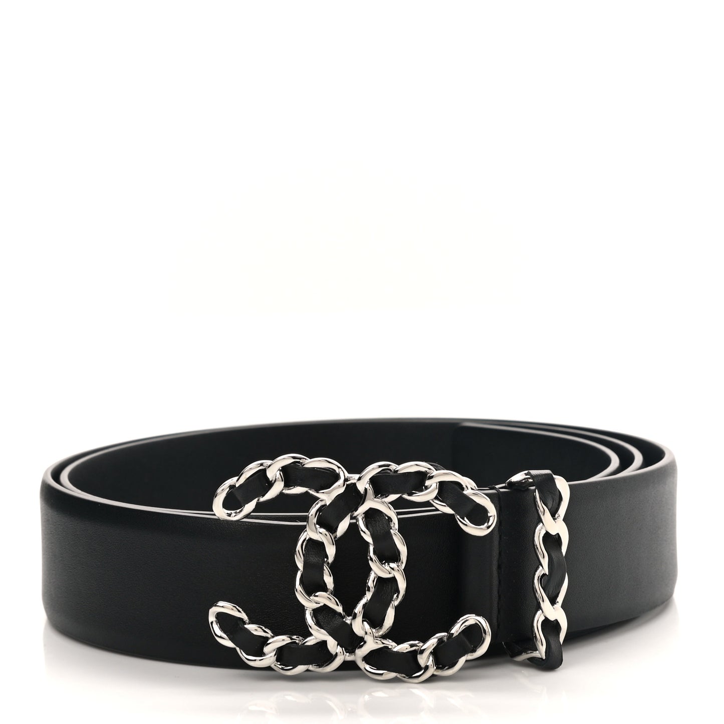 Calfskin CC Chain Belt 85 34 Black