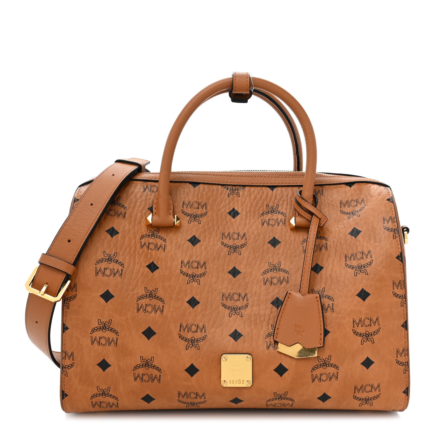 MCM Visetos Medium Boston Bag Cognac 1 of 11