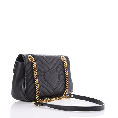Gucci Calfskin Matelasse Small GG Marmont Shoulder Bag Black 3 of 7