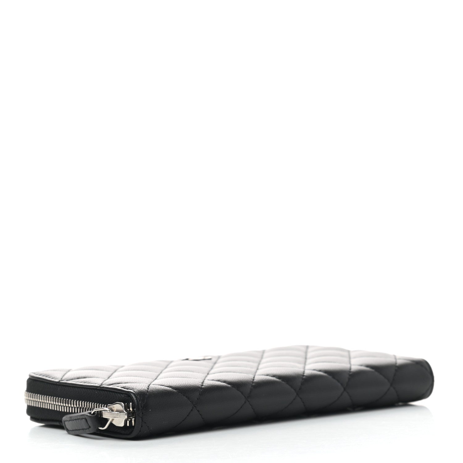 Chanel Lambskin Quilted Large Gusset Zip Around Wallet Black 4 of 7
