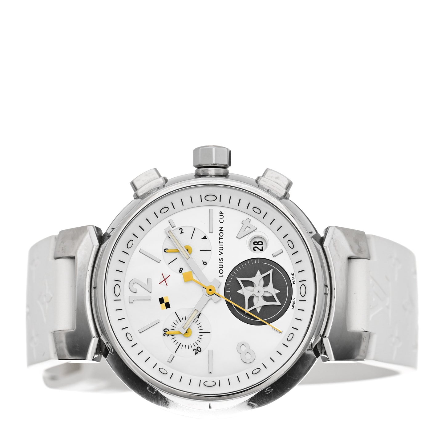 Stainless Steel Rubber Mother of Pearl 34mm Tambour Lovely Cup Quartz Watch