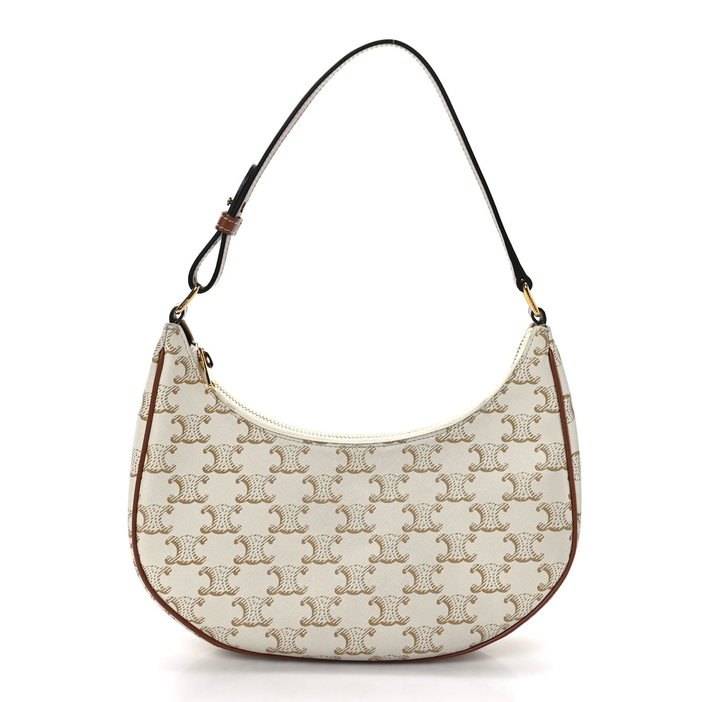 Canvas Calfskin Ava Triomphe Shoulder Bag White