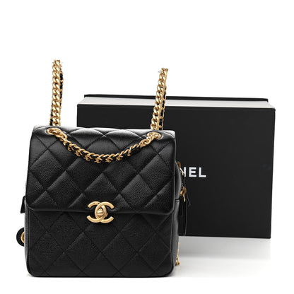 Chanel Shiny Caviar Quilted Chain Melody Backpack Black 11 of 11