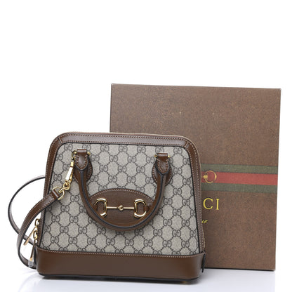 Gucci GG Supreme Monogram Azalea Calfskin Small Horsebit 1955 Top Handle Bag Beige Ebony Brown Sugar 11 of 11