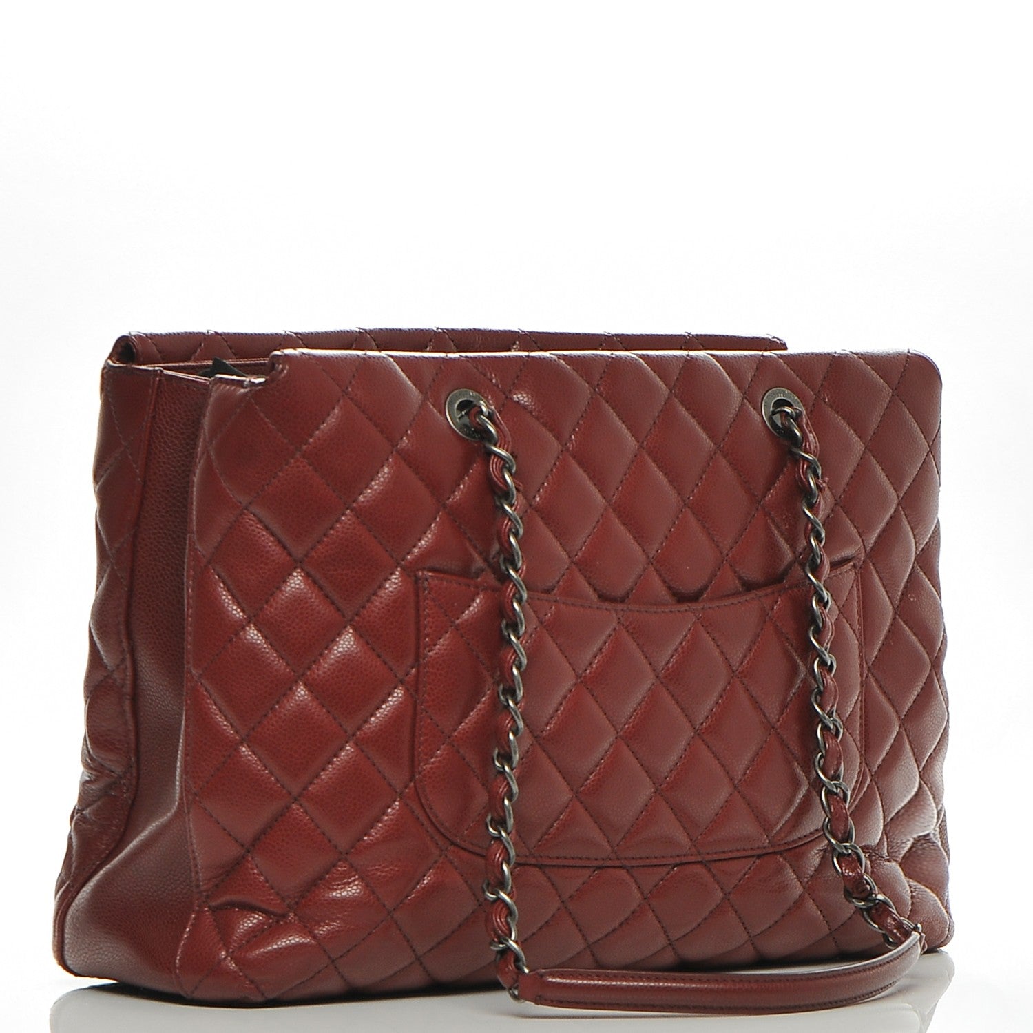 Chanel Caviar Quilted City Shopping Tote Dark Red 11 of 18