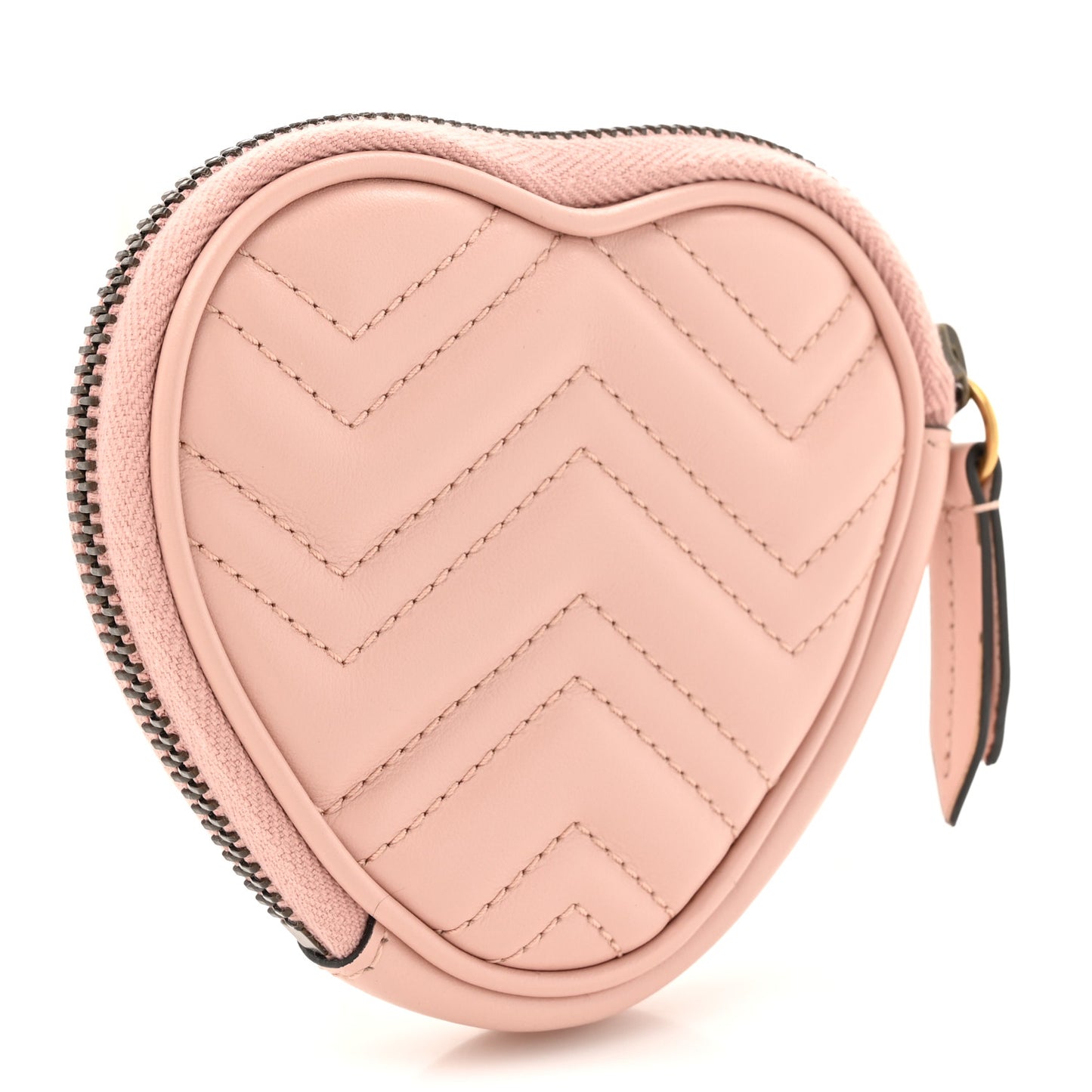 Calfskin Matelasse Chevron GG Marmont Heart Coin Purse Perfect Pink