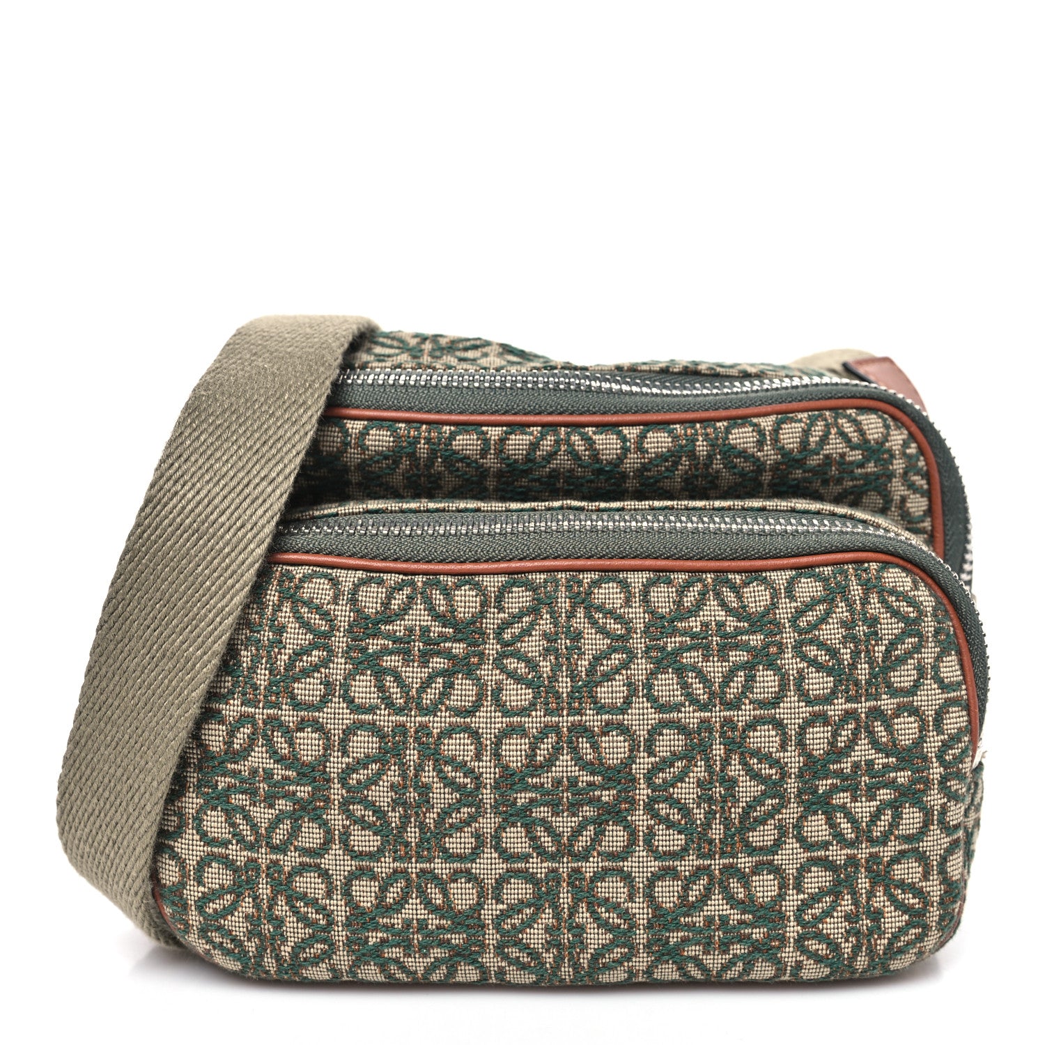 Loewe Jacquard Anagram Calfskin Mini Camera Bag Khaki Green Tan 1 of 10