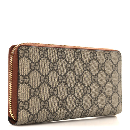 Gucci GG Supreme Monogram Cuoio Toscano Zip Around Wallet Beige Ebony Cuir 3 of 7