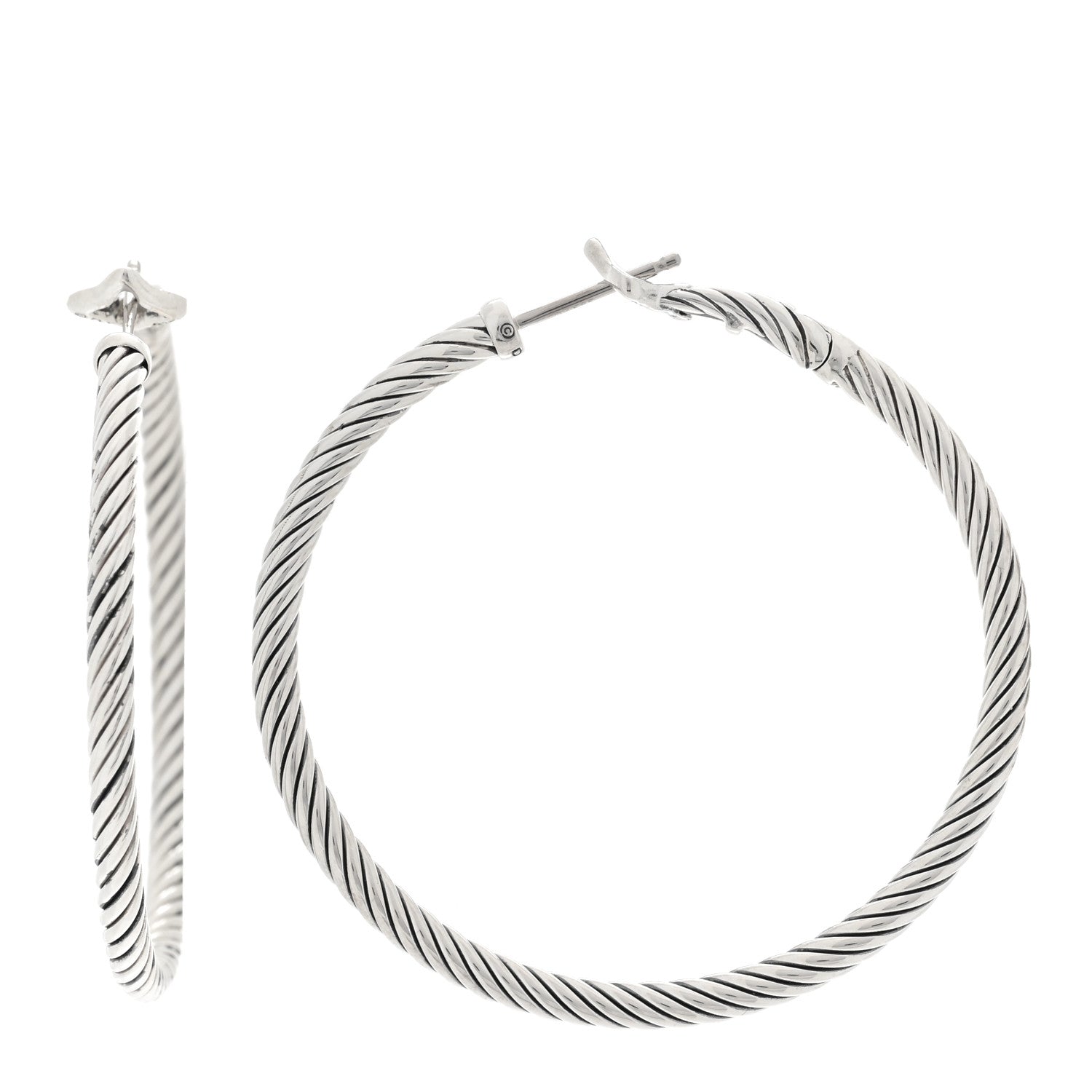 David Yurman Sterling Silver Medium Cable Classics Hoop Earrings 1 of 4