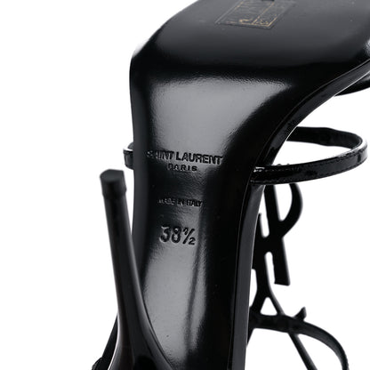 Saint Laurent Patent Cassandra 100 Ankle Strap Sandals 38.5 Black 7 of 11
