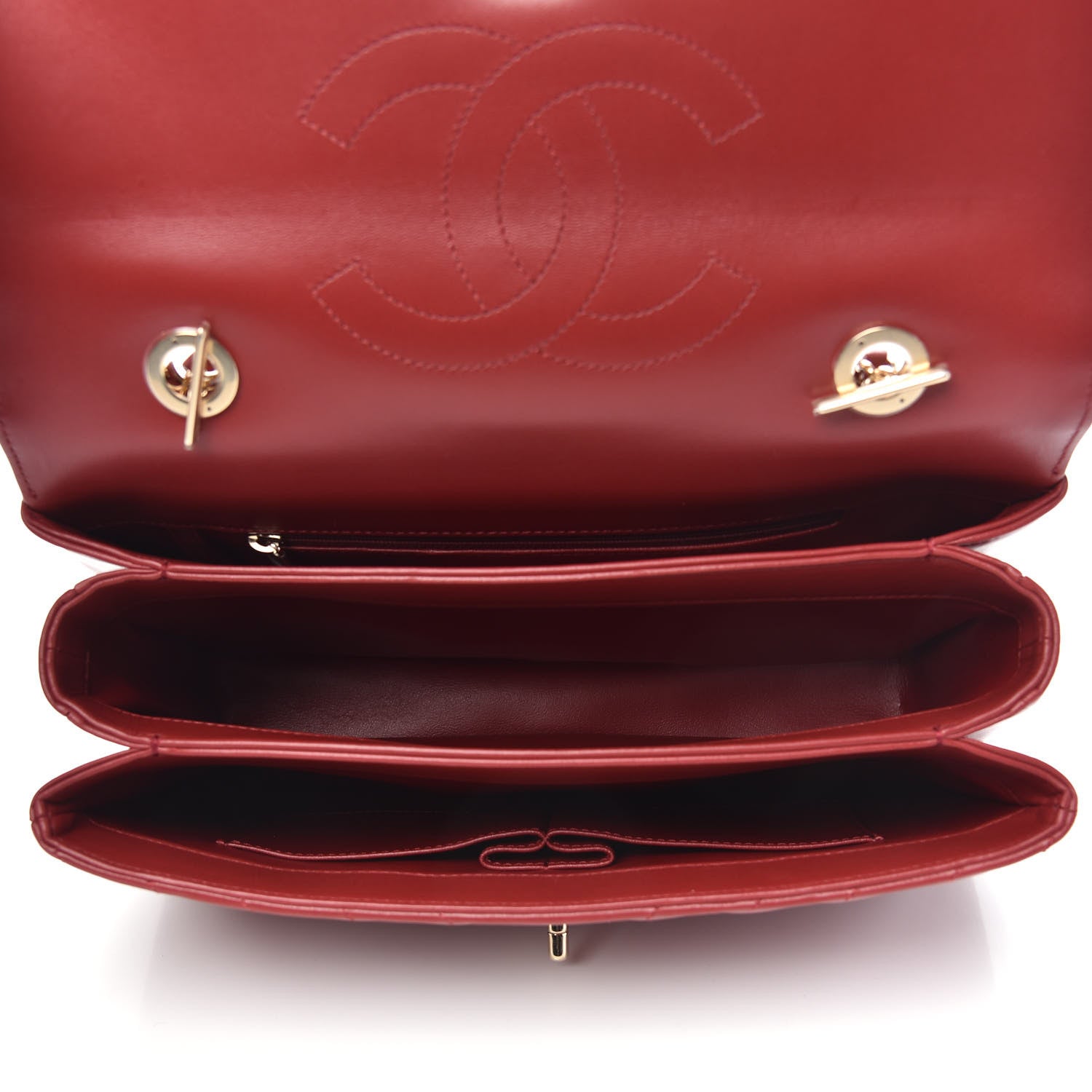 Chanel Lambskin Chevron Quilted Medium Trendy CC Dual Handle Flap Bag Red 6 of 13