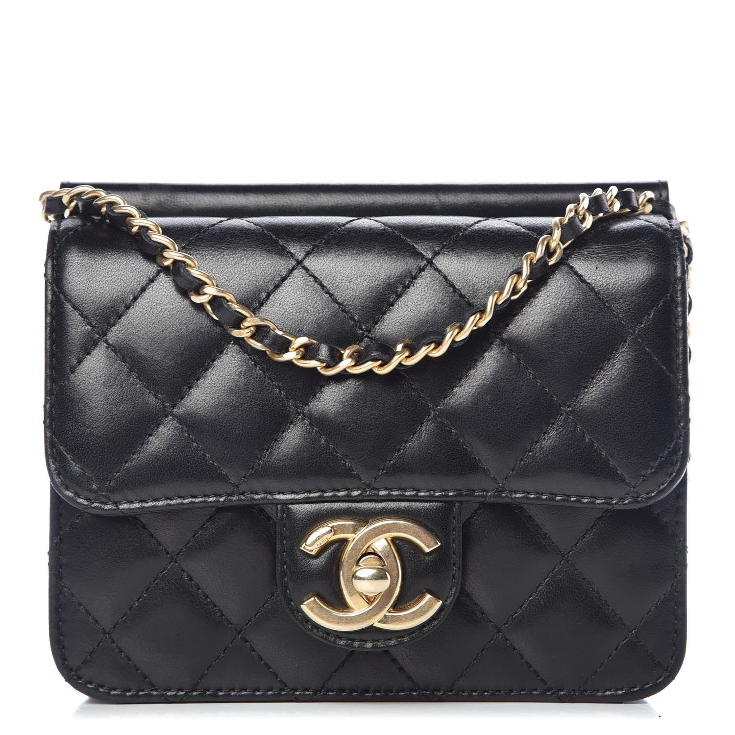 Chanel Lambskin Quilted Crossing Times Mini Flap Black 1 of 7
