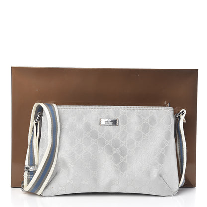 Gucci Metallic Monogram Web Small Flat Messenger Crossbody Silver 11 of 11