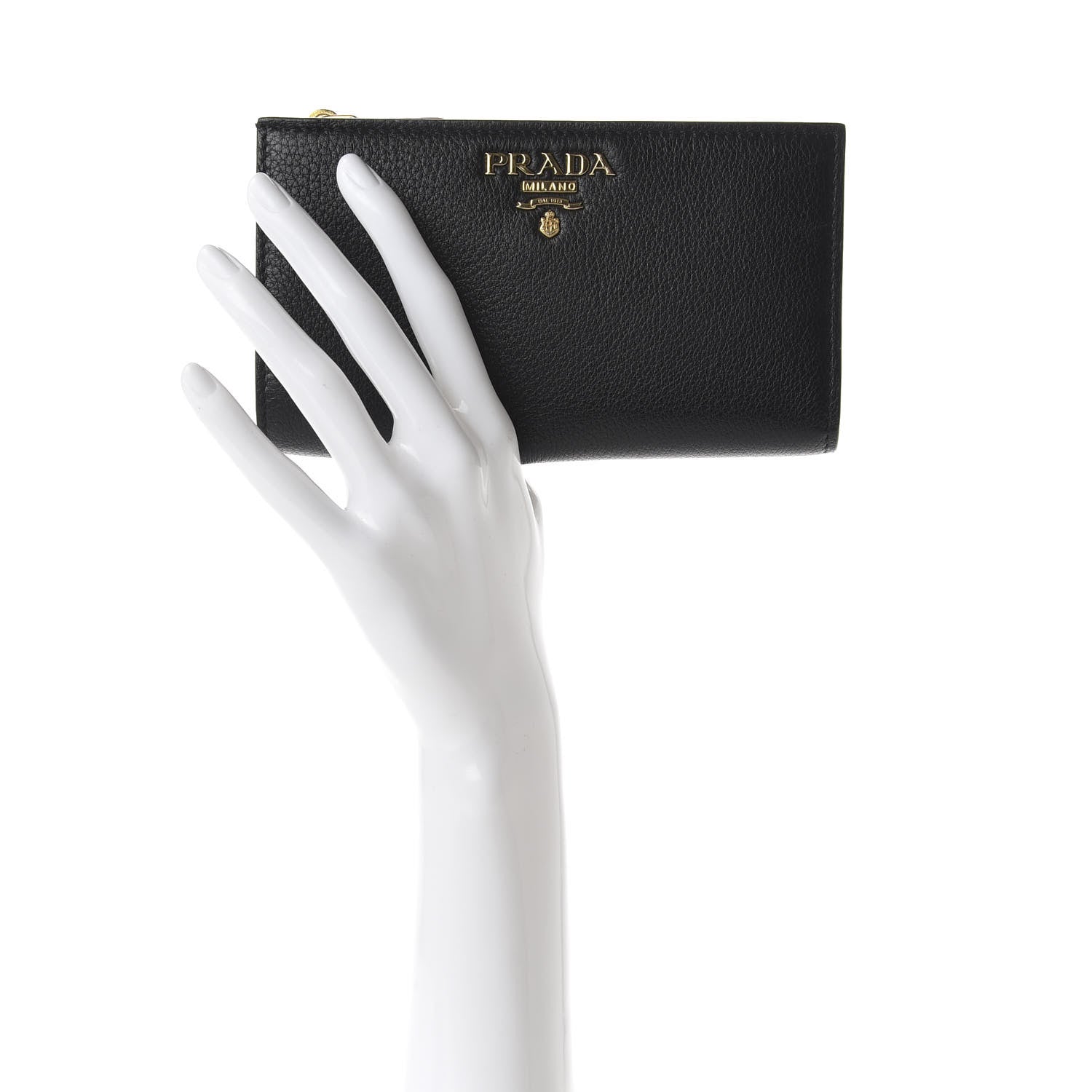 Prada Daino Colour Large Snap Wallet Black Fuoco 2 of 7
