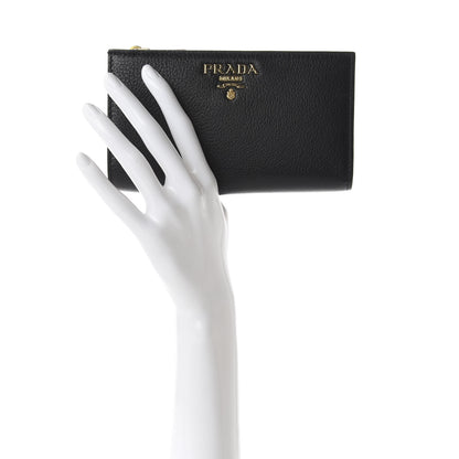 Prada Daino Colour Large Snap Wallet Black Fuoco 2 of 7