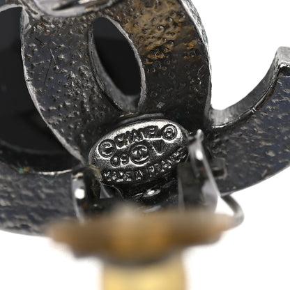 Chanel Ruthenium CC Bead Drop Clip On Earrings Black 4 of 5