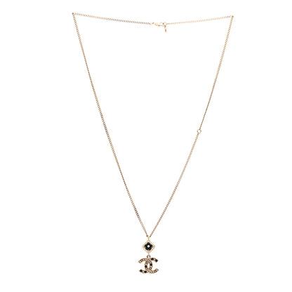Chanel Chain CC Drop Necklace Gold Pearly White Black 3 of 6