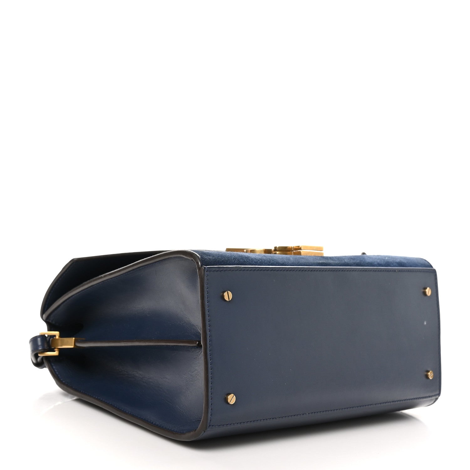 Saint Laurent Kid Scamosciato Smooth Calfskin Medium Classic Monogram Cassandra Top Handle Marine Rouge Legion 4 of 12