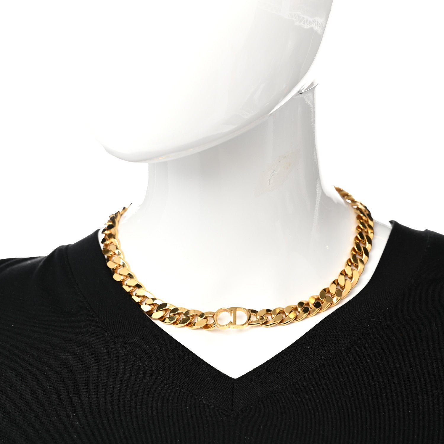 Christian Dior Metal CD Choker Necklace Gold 2 of 6