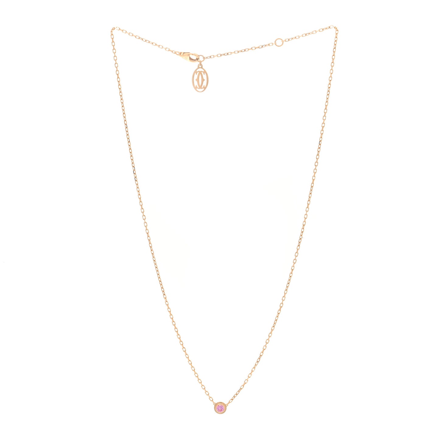 18K Pink Gold Pink Sapphire D'Amour Pendant Necklace