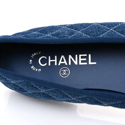 Chanel Washed Denim Quilted Cap Toe CC Ballerina Flats 41 Blue 9 of 11
