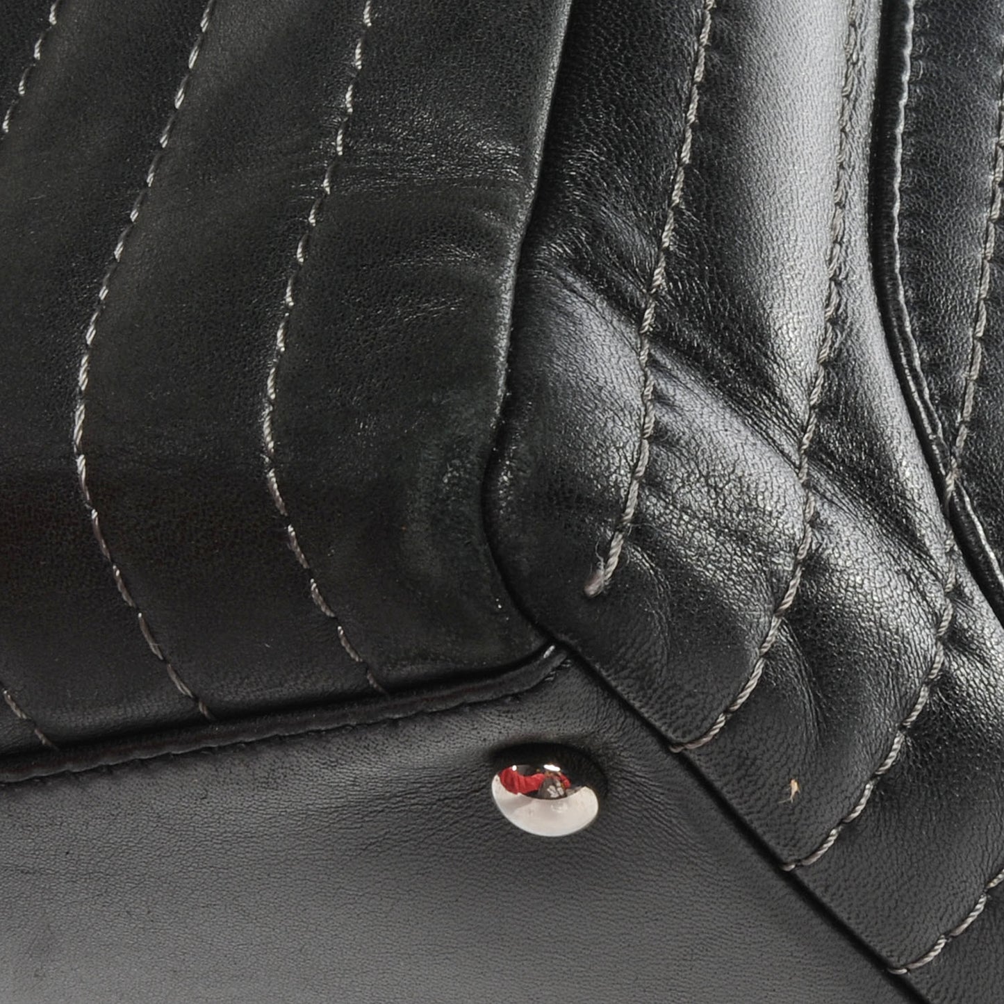 Lambskin Vertical Quilted Large Mademoiselle Tote Black